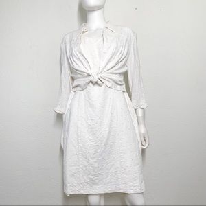 Vintage 90s Sheri Martin Floral Eyelet White Linen Blend Dress & Jacket Set
